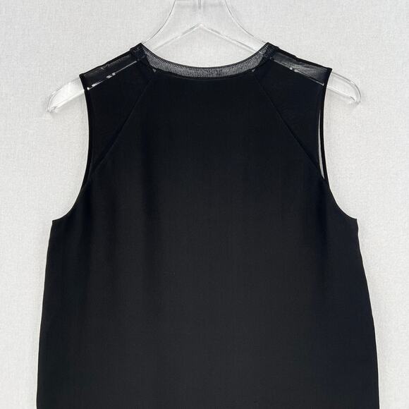 VINCE Silk Dress Womens Small Black Sleeveless Layered Shift Crew Knee Length - Picture 5 of 16